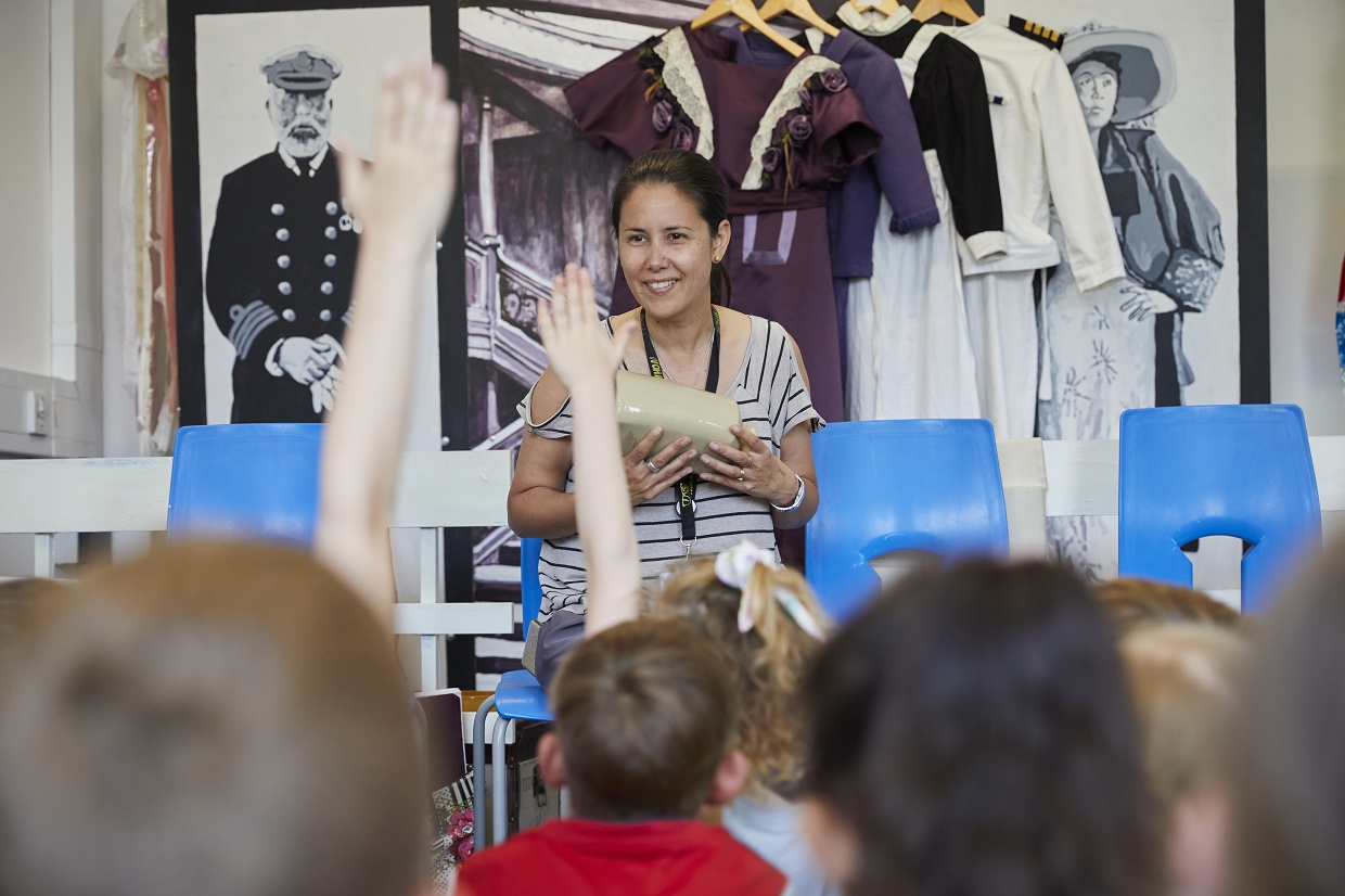 School visit, person talking at front